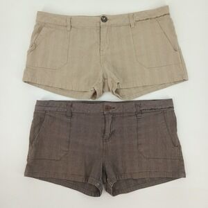 Lot of 2 Volcom Stone Herringbone Shorts  Womens 13 Khaki Brown 2 Casual Skate